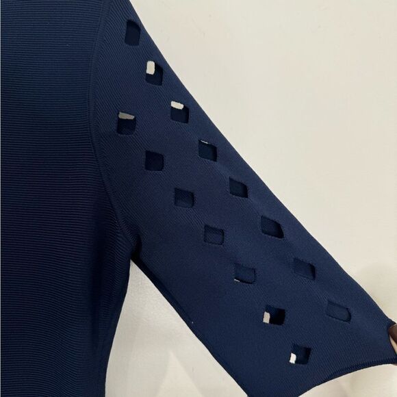 Milly Diamond Pointelle Fit & Flare Dress in Navy blue - Picture 10 of 11